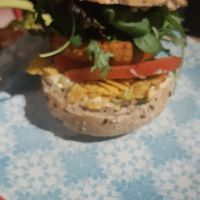 Tortilla chips in bun with pepper burger at Greenway in Antwerpen