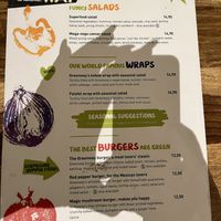 The menu (with my nails’ shadow 😄)  at Greenway in Antwerpen