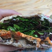 The name of this burger is meat lovers, its made of soya, more salad than burger  at Greenway in Antwerpen