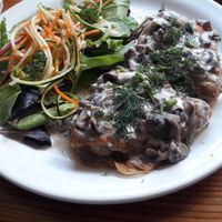 Savory waffles at Indigo Age Cafe in Vancouver