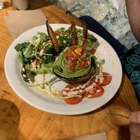 A plant based vegan burger on portobello mushroom. at Indigo Age Cafe in Vancouver