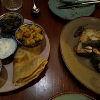 Two main courses. Left was an Indian dish, right a not-lasagna at Hortus in The Hague