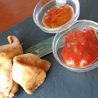 mini samosa's for lunch at Hortus in The Hague
