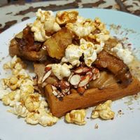salted caramel waffles (with popcorn!) at Argo on the Parade in Adelaide
