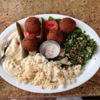 falafel plate with rice instead of pita at Apollonia Bistro in San Diego