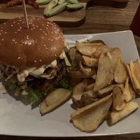 Mayo Mustard Burger with Chickpea Patty and “dippers” (normal fries)   at The Vegan Bar in Malmo