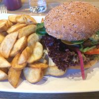Portobello mushroom burger (the burger part was a giant portobello mushroom, but there were other options). at The Vegan Bar in Malmo