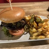 Burger with soya patty  at The Vegan Bar in Malmo