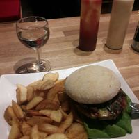 I like my burger with a glass of wine on the side at The Vegan Bar in Malmo