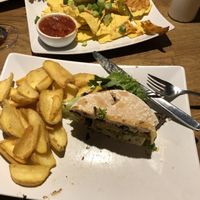 Nachos and the mushy mushy with the chickpea patty  at The Vegan Bar in Malmo
