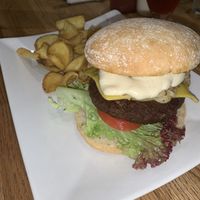 Mayo and mustard burger  at The Vegan Bar in Malmo