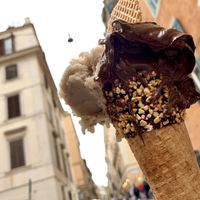 vegan chocolate godzilla destroys the city  at Gelateria dell Angeletto in Rome