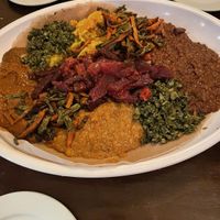 Veggie combo for four peoplee  at Hawi Ethiopian Restaurant in Ithaca