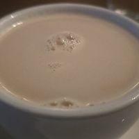 Peanut Tea (Ethiopian tea - cloves, cinnamon, and cardamom mixed with peanut butter) at Hawi Ethiopian Restaurant in Ithaca
