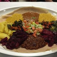Veggie combo platter at Hawi Ethiopian Restaurant in Ithaca