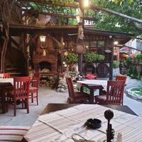 Outside seating area at Matsurev Inn in Bansko