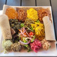 Vegan platter at Desta Ethiopian Kitchen - Briarcliff in Atlanta