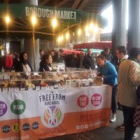Borough market stand at The Free From Bakehouse in London