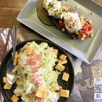 Pancakes and Caesar’s Salad  at roots in Thessaloniki