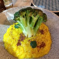 Lemon risotto with baked broccoli at roots in Thessaloniki
