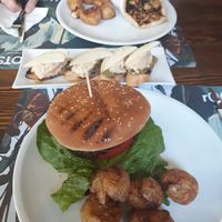Vegan burger, Canapés and gyros. at roots in Thessaloniki