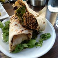 Vegan tacos filled with vegan chorizo at roots in Thessaloniki