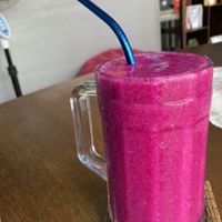 Dragon fruit and banana smoothie  at Wulan Vegetarian Warung in Ubud