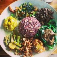 Nasi Campur with 7 things at Wulan Vegetarian Warung in Ubud