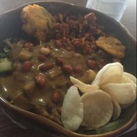 veggies and peanut sace at Wulan Vegetarian Warung in Ubud