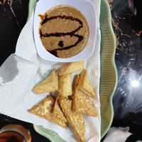 Fried tempeh and tofu with peanut sauce at Wulan Vegetarian Warung in Ubud