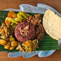 Nasi campur, called the 7 Veg at Wulan Vegetarian Warung in Ubud