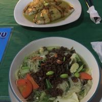 Soup and savoury pancakes at Wulan Vegetarian Warung in Ubud