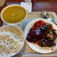Lentil Dal with rice & side salad  at Maran Vegan Bistro in Vienna