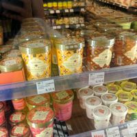 many vegan ice-creams in the store at Maran Vegan Bistro in Vienna