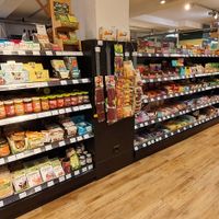 Supermarket shelves at Maran Vegan Bistro in Vienna