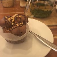 Vegan hazelnut cupcake and mint tea!  at Brew Lab in Edinburgh