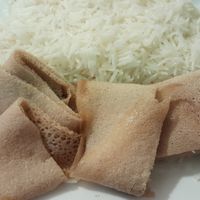 Injera and rice at Andu Caffe in East London