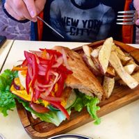 Peruvian burguer at The Green Patio in Cusco