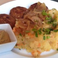 Vrikadellen with mustard at Butze in Dusseldorf