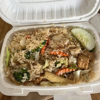 Classic fried rice with no egg, added tofu and veggies  at Maui Thai Bistro in Kihei