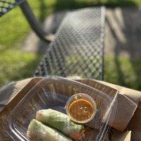 Veggie Summer Rolls w peanut sauce..sauce was flavorless and oily:/  at Maui Thai Bistro in Kihei