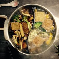 spicy soup and Japanese kelp  at Ruò Hé Vegetable Hot Pot - Like Lotus  in Taipei