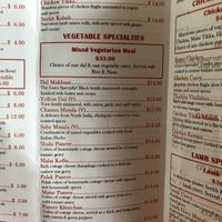 Menu p2 at The Guru Fine Indian Cuisine in Niagara Falls
