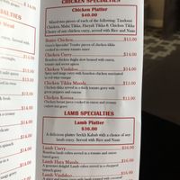 Menu p3 at The Guru Fine Indian Cuisine in Niagara Falls