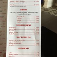 Menu p4 at The Guru Fine Indian Cuisine in Niagara Falls