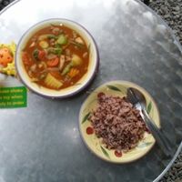 massaman curry with brown rice at Mild cafe in Chiang Mai