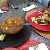 Soup and tacos at Taller Veganico in Monterrey