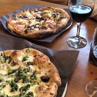 Capri Pesto and Broccoli Bianca - two of five vegetarian specialty pizzas! at Fiazza Fresh Fired - Byward Market in Ottawa