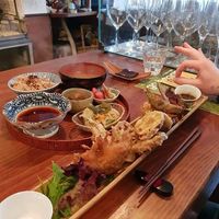 The tempura set. It came served in a stick of bamboo! at Padma in Kyoto