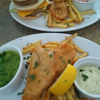 vegam fish n chips, double burger at Veg Bar in South West London